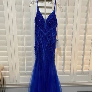 MADISON JAMES ROYAL BLUE GOWN 19-105